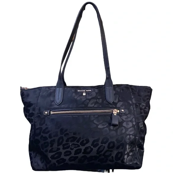 Michael Kors Large Black Leopard Kelsey Tote - Picture 3 of 10